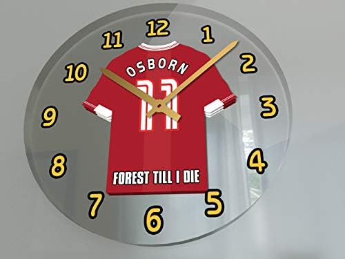MyShirt123 SKY BET CHAMPIONSHIP FOOTBALL LEAGUE - FOOTBALL KIT WALL CLOCKS - ANY NAME, ANY NUMBER, ANY TEAM !!! (Nottingham Forest FC Football Club Clock)