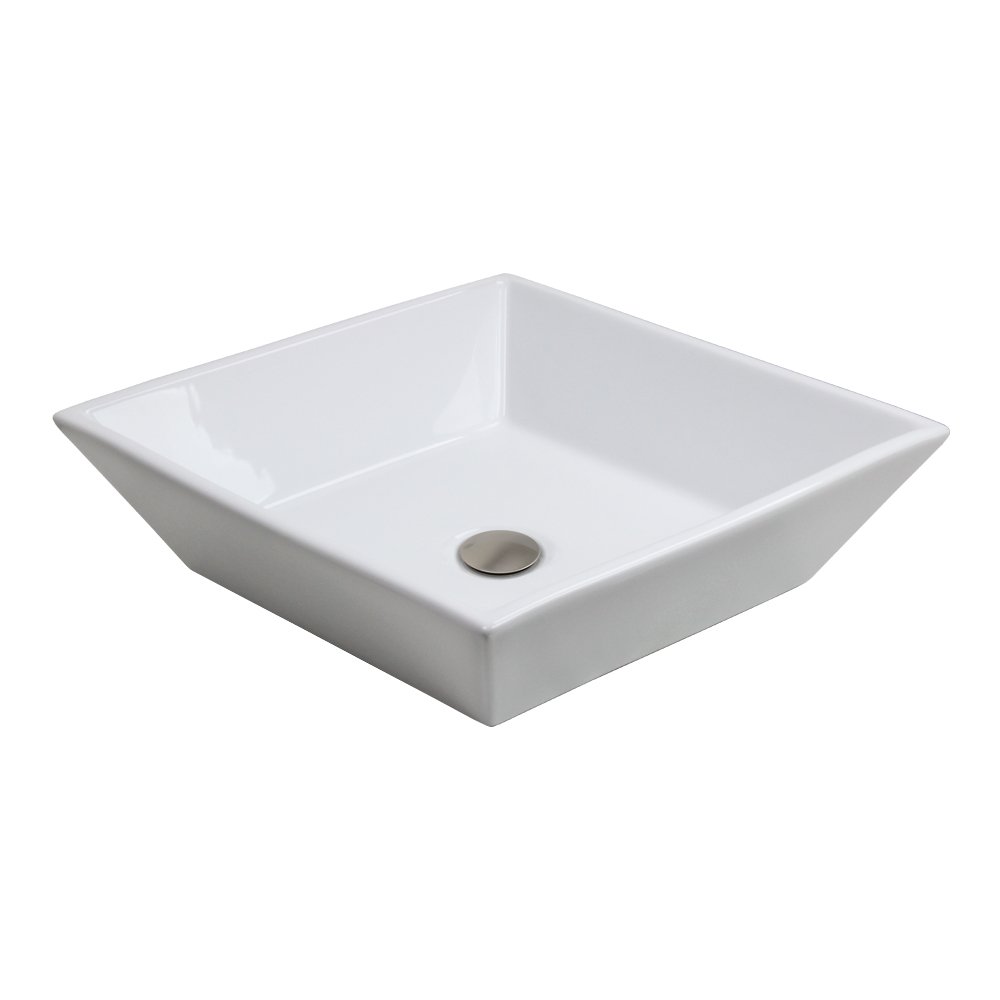 Faucet Bathroom Square Ceramic Vessel Sink Basin \u0026 Brushed Nickel Popup Drain lowcost www Faucet Bathroom Square Ceramic Vessel Sink Basin \u0026 Brushed Nickel Popup Drain lowcost www