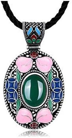 Guanta National Retro Creative Arts Corundum Female Necklace(Green)