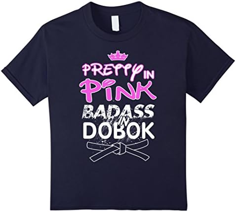 Kids Women Badass in Dobok Taekwondo Funny Shirt 6 Navy