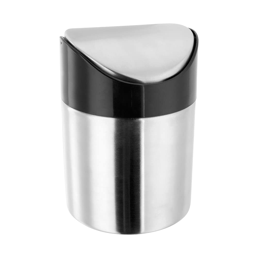Judge Mini Worktop Bin with Swing Top Lid, Stainless Steel, Countertop Waste Caddy 13cm high x 10cm diameter