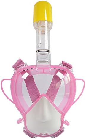 Snorkel Mask Full Face Easybreath Snorkeling Mask with Waterproof Earplug for Kids (Pink)