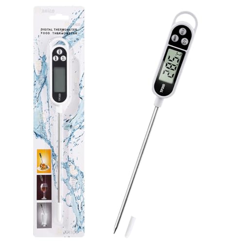 MXHIGO Termómetro Digital de Cocina para Carne, Termómetro de Lectura con Sonda de Acero Inoxidable, Termometro con Pantalla Digital para Parrilla Pollo Masa Almíbar Mermelada Mantequilla Leche Agua