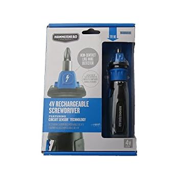 HAMMERHEAD 4V LITHIUM RECHARGEABLE SCREWDRIVER WITH PATENTED CIRCUIT Sensor Technology And 9 Piece Bit Kit