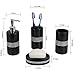 Crystal-Trimmed 4-Piece Ceramic Bathroom Set (Black), Chic Design Bathroom Accessory Set Bath Accessories For Bathroom Includes Soap Dish, Tumbler, Toothbrush Holder, and Lotion Dispenser