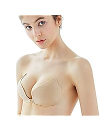 Muryobao Sujetador sin tirantes sin respaldo autoadhesivo Sujetador push up invisible de silicona para dama
