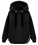 DJT Women's Batwing Long Sleeve Oversized Plain Hoodie Sweatshirt X-Large Black