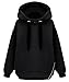 DJT Women's Batwing Long Sleeve Oversized Plain Hoodie Sweatshirt X-Large Black