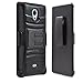 Sharp Aquos Crystal Case, Combo Rugged Shell Cover Holster with Built-in Kickstand and Holster Locking Belt Clip Black + Circle(TM) Stylus Touch Screen Pen and Screen Protector