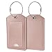 COCASES 2 Pack Luggage Tags Travel Tags Bussiness Card Holder with Name ID Card Privacy Covers Steel Loops - Rose Gold