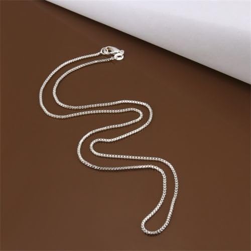 MoeWoods(TM) 1mm 18 inch Fashion Men Women Silver Plating Box Link Chain Necklace VA