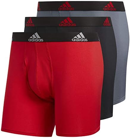adidas Men's Performance Boxer Brief Underwear (3-Pack), Scarlet/Black