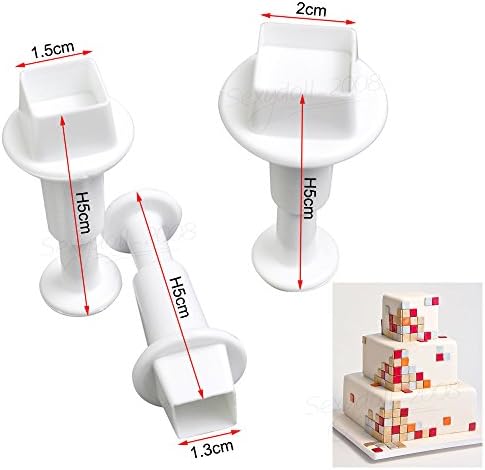 Christmas Amazing Series Cake Fondant Sugarcraft Cookies Decorating Plunger Cutter Moulds (3 pcs square plungers)
