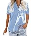 Blusa Con Botones Sueltos De Manga Corta para Mujer Camiseta Casual De Verano Camisetas De Moda Ligera Bluethumb 1