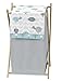 Sweet Jojo Designs Baby/Kids Clothes Laundry Hamper for Turquoise Blue and Gray Earth and Sky Nature Birds Bedding