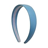 Light Blue 1 Inch Wide Leather Like Headband Solid Hair band for Women and Girls