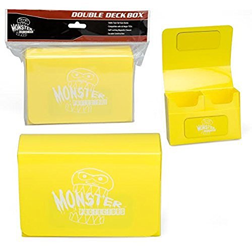 Monster Protectors Trading Card Double Deck Box with Magnetic Closure - Yellow (Fits Yugioh, Pokemon, Magic the Gathering Cards)