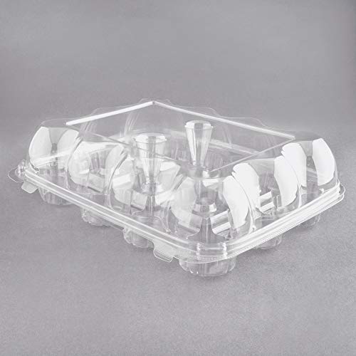 Cupcake Containers Plastic Disposable | 3 High Dome Cupcake Boxes 12 Compartment Cupcake Holders Disposable Cupcake Carrier | Dozen Cupcake Trays | Durable Cup Cake Muffin Packaging Transporter