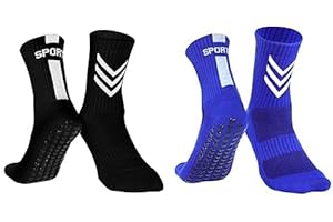 Barrlves 2/4 Pairs Kids Youth Soccer Socks Grip Non Slip Football Baseball Soccer Socks for Boys Girls 6-12 Years Old