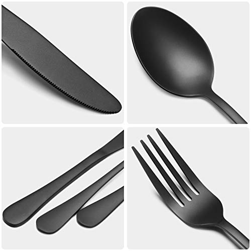 Matte Black Silverware Set, Reusable Stainless Steel Flatware Cutlery
