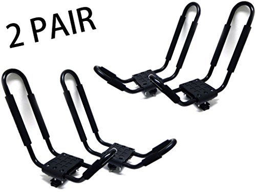 UPC 762988983521, 9sparts® 2 Pairs J Bar Kayak Canoe Inflatable Boat Wakeboard Waveboard Paddleboard Snowboard Ski Roof Rack Carrier Car SUV Truck Jeep Roof Top Mount With Straps