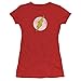 PopFunk Classic Flash Logo Teen Juniors Womens Premium Cotton Cap Sleeve Graphic T-Shirt & Stickers (Red,Small)