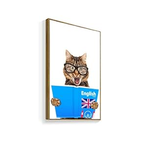 Framed Canvas Wall Art for Living Room, Bedroom Humorous Cat Canvas Prints for Home Decoration Ready to Hanging - 16x24 inches