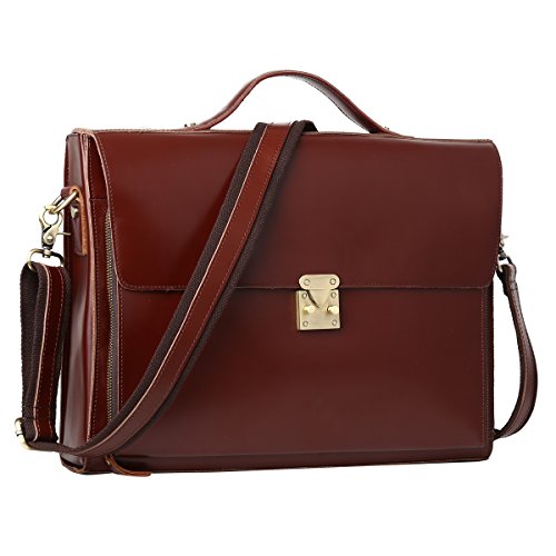 Leathario Leather Briefcase for Men Leather Laptop Bag Shoulder Messenger Bag Business Work Bag (Brown-273)