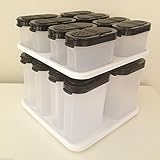 Tupperware Spice Shakers with Carousel Set Black 16 pcs