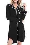 Women Long Sleeve Pajama Top Buttom Down Sleep Shirt Dress by Nora Twips(XS-XL)