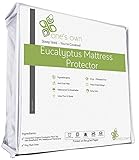 Mattress Protector Full/Double Size All Natural Organic Eucalyptus Fiber Top - Vinyl Free Biodegradable Waterproof Membrane - Hypoallergenic, Breathable, Thin, Smooth & Quiet Fitted Cover by One's Own