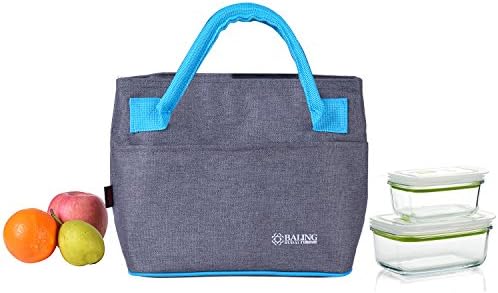 fuyo Thermal Insulated Lunch Bag For Women Men Girls Kids Children Student Canvas Lunch Tote Bag Box Picnic Bag School Cooler Bag, Gray