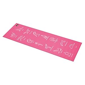 Body Sculpture BB8300G5 Instructional Yoga Exercise Mat | Illustrated With 14 Exercises, Pink