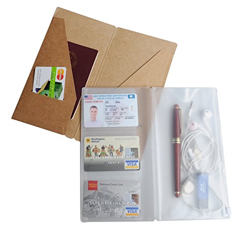 Zipper Case and Kraft Card Holder 2-Pack Accessories for Refillable Travel Journals - Standard Size | 8.25 x 4.25 inch (21 x 11cm)