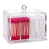 PuTwo Cotton Pads Holder Acrylic Makeup Organizer Cosmetics Makeup Cotton Swab Holder Cotton Pads Dispenser, 4 Sections