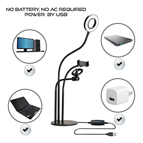Mobile Live Stream Equipment, Phone and Mic Stand with Light, Smartphone Lighting Accessories for Streaming Videos on TIK Tok, YouTube, Twitch, Vlogging, Blogs
