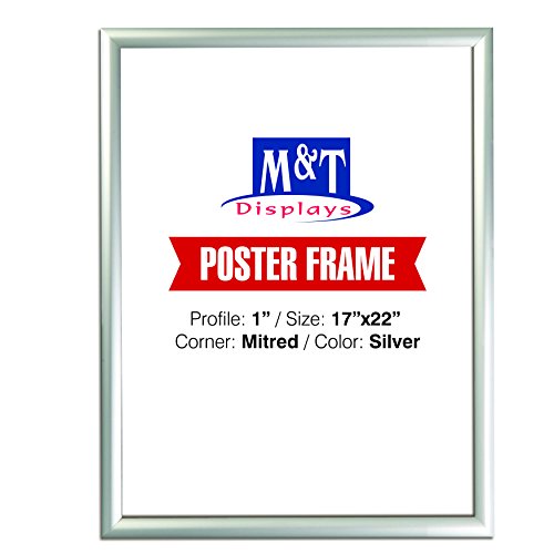 image for M&T Displays Silver 17x22 Poster Frame 1 inch Aluminum Profile Front L