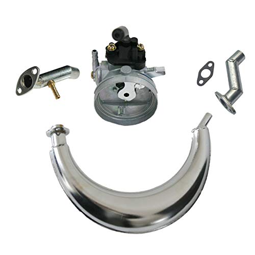 HGC Red Air Filter & Muffler Exhaust Pipe & Carburetor & Intake Manifold & Carburetor Intake Manifold Fits 49cc 66cc 80cc 2 Stroke Engine Motorized Bicycle Bike - Thumbnail 5