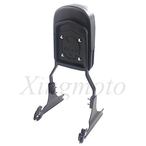 NBX- Matte Black Detachable Backrest Sissy Bar Skull For Harley 05-later FLST FLSTSC