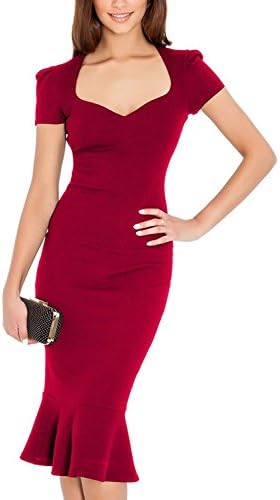 Balleay Women's Square Neck Cocktail Party Prom Midi Evening Dress Custom Dress BA310357 (16, Wine Red)