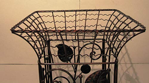 Square Metal Wrought Iron Umbrella Holder Stand, Antique Style Look