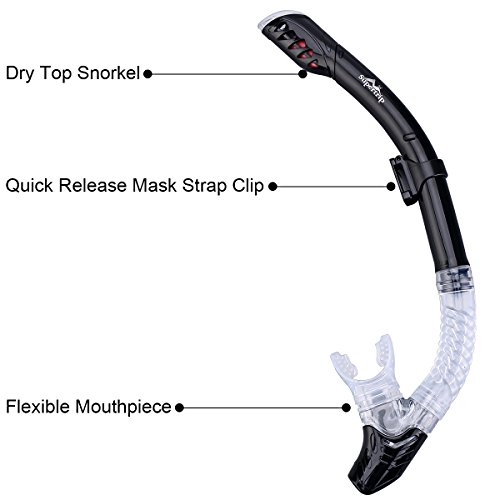 Supertrip Seaview Scuba Mask with GOPRO Mount-Snorkeling Freediving Mask Snorkel Set Black