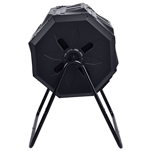 Compost Tumbler 42-Gallon Garden Waste Bin Grass Food Trash Barrel Fertilizer - Thumbnail 3