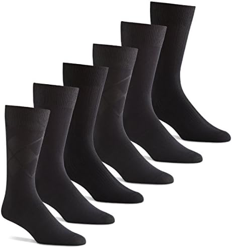 TCS Men's Premium Comfort Dress Socks with Bamboo Rayon (6 Pair Pack) - Black, Men's Shoe Size 12-16 (US)