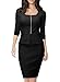 Miusol Women's Square Neck Busniess Peplum Fitted Casual Bodycon Dress (Medium, Black)