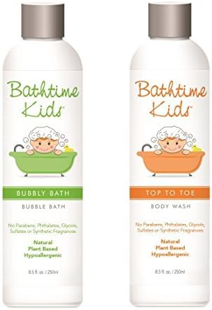Bathtime Kids Natural Body Wash &amp; Bubble Bath Set -Toxin Free, Sulfate Free, Paraben Free, No Artificial Fragrances, Hypoallergenic – 8.5 oz