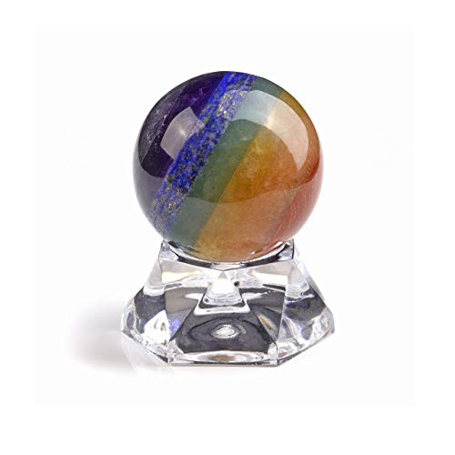 Top Plaza 7 Chakra Healing Crystal Gemstone Ball Decor Reiki Balancing Divination Sphere Sculpture Figurine for Home…