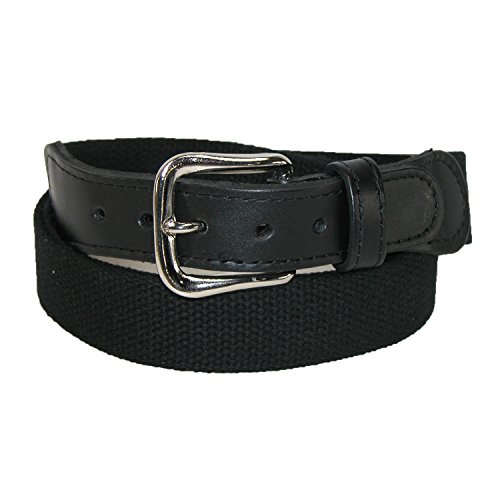 Boston Leather Men's Big & Tall Cotton Fabric Belt with Leather Tabs, 64, Black