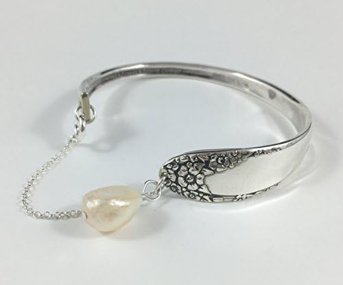Silver Spoon Bracelet with Cream Pearl