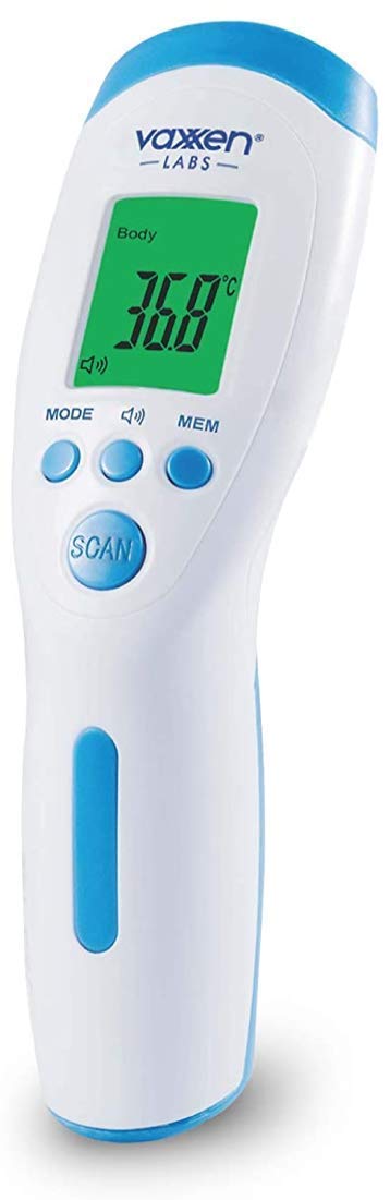 Vaxxen Labs No Touch Infrared Forehead Thermometer - Calibrated Accuracy for Clinical and Medical Use - 1 Second Readings with Auto Power Off – Non Contact Temperature Scanner for Adults, Kids, Baby: Industrial & Scientific